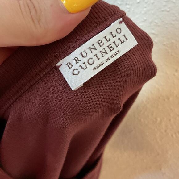 Brunello Cucinelli Burgundy Beaded Long Sleeve Button-Down Top Size Medium - Picture 7 of 12